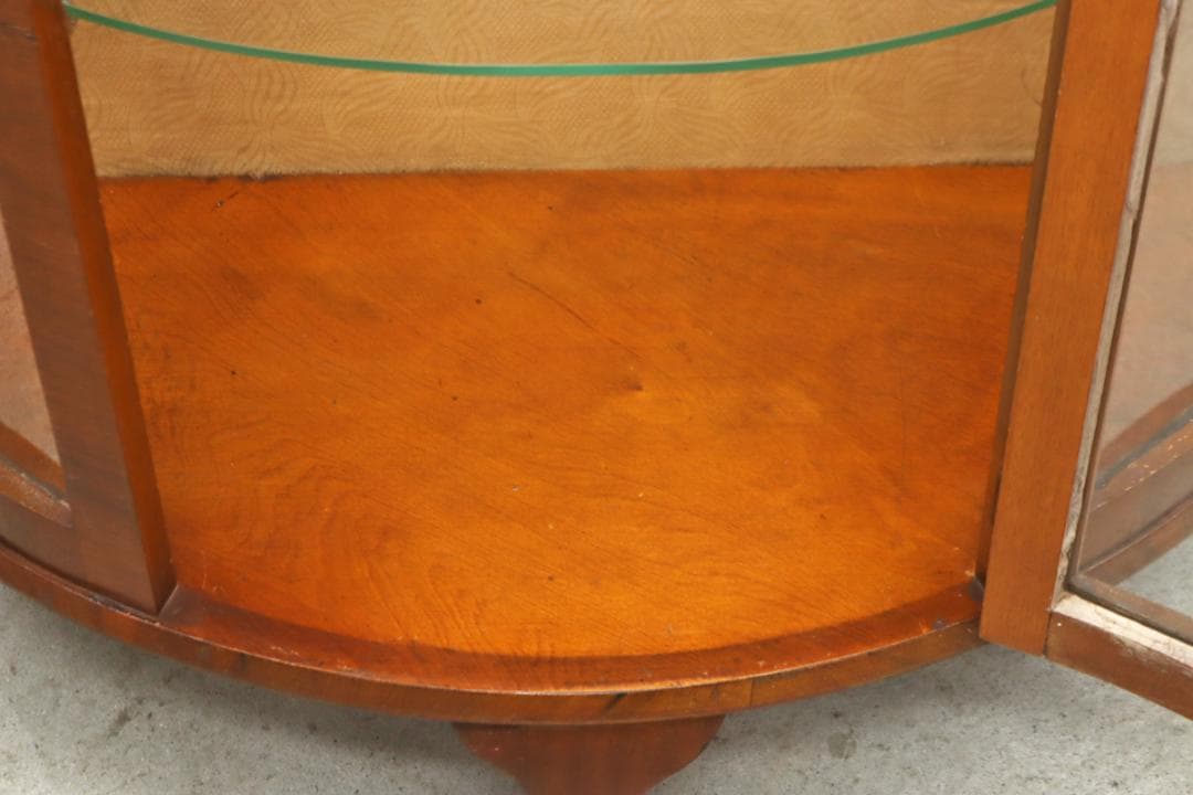 イギリス ヴィンテージ ガラス ラウンド キャビネット 飾り棚 食器棚 ラック