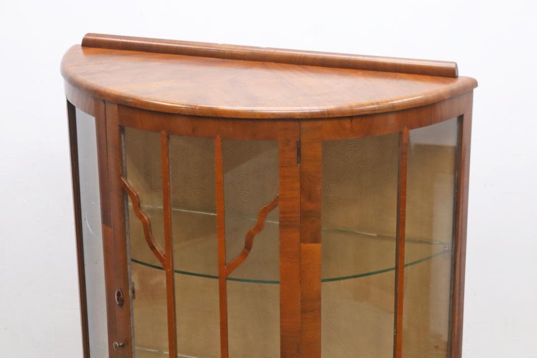 イギリス ヴィンテージ ガラス ラウンド キャビネット 飾り棚 食器棚 ラック