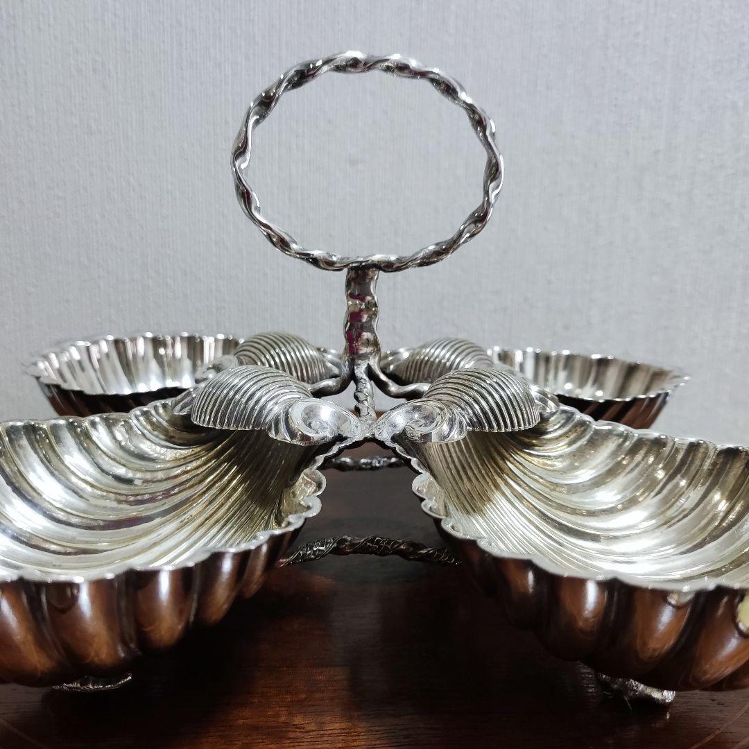 シェル型トレイ　パーティー　オードブルデッシュ　シルバープレート？？アンティーク