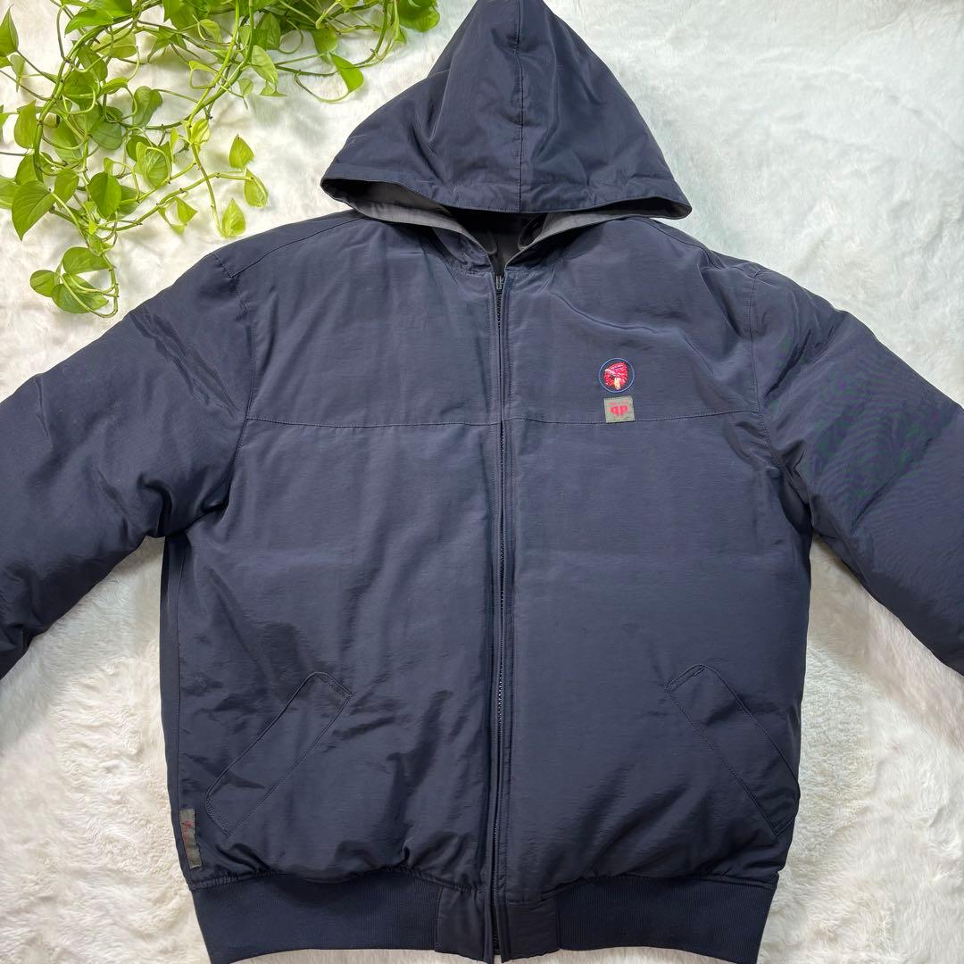 PAPAS パパス ダウン リバーシブル ロゴ刺繍 美品 肉厚 短丈 Lsize