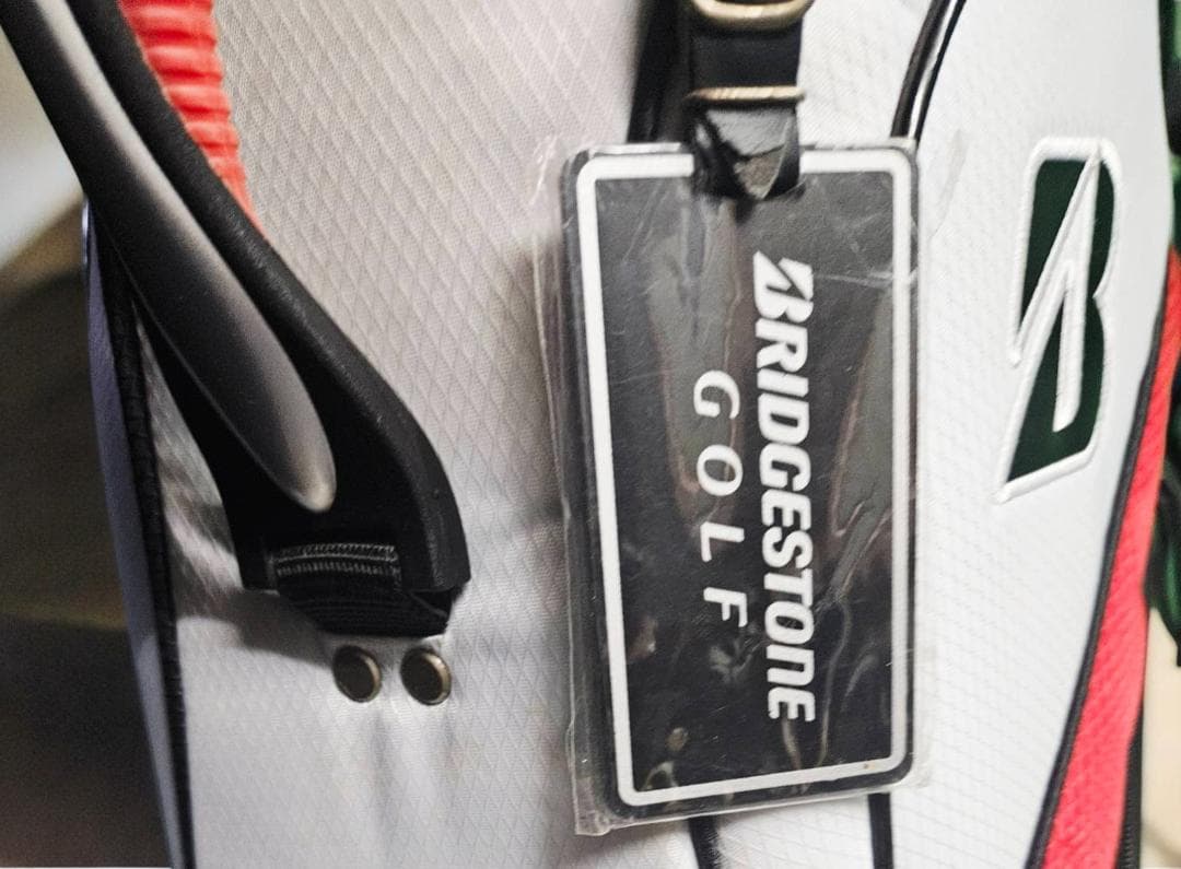 送料無料/美品BRIDGESTONE ゴルフバッグ ホワイト/レッド