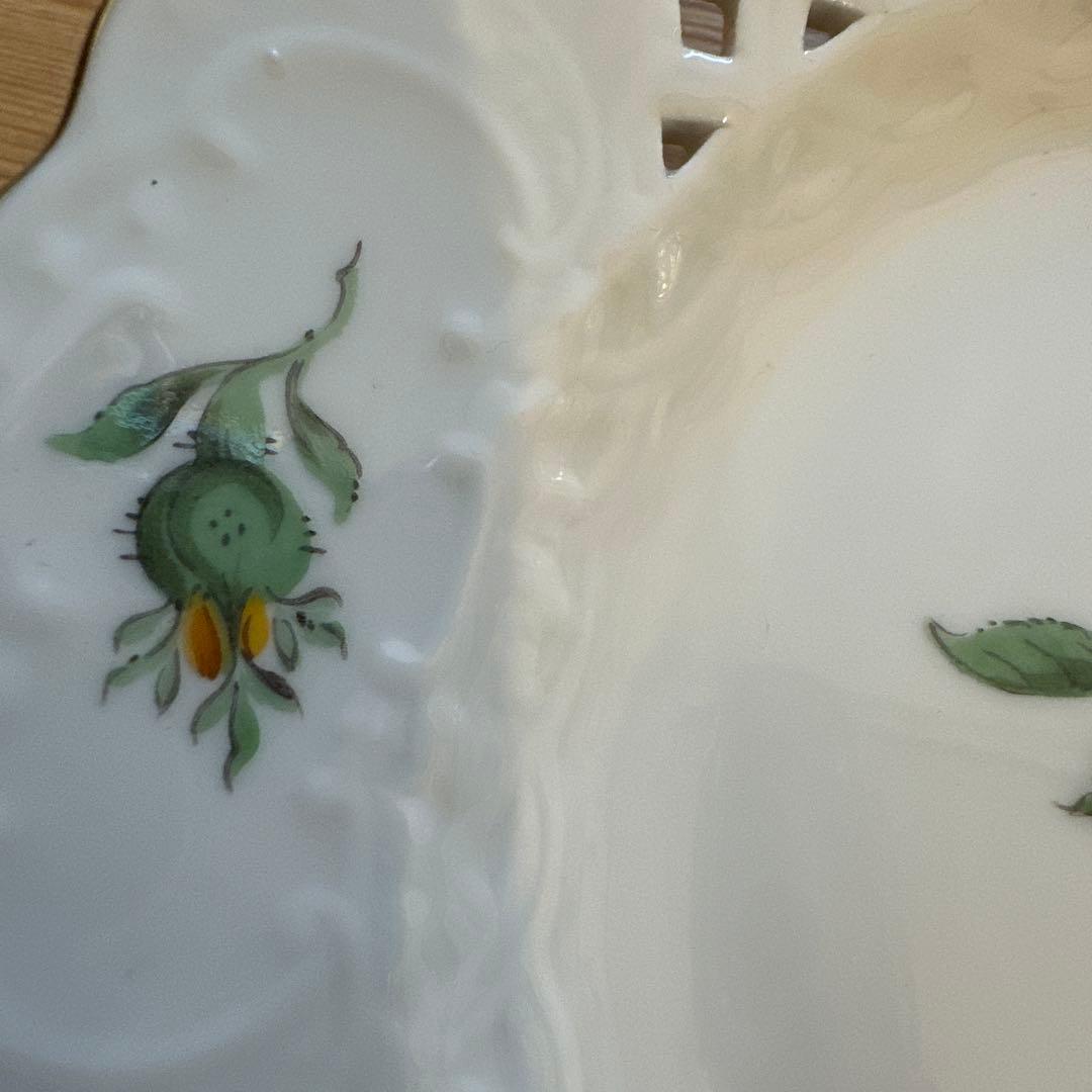 マイセン　イエローローズ　小皿　ケーキ皿　透かし皿　レース