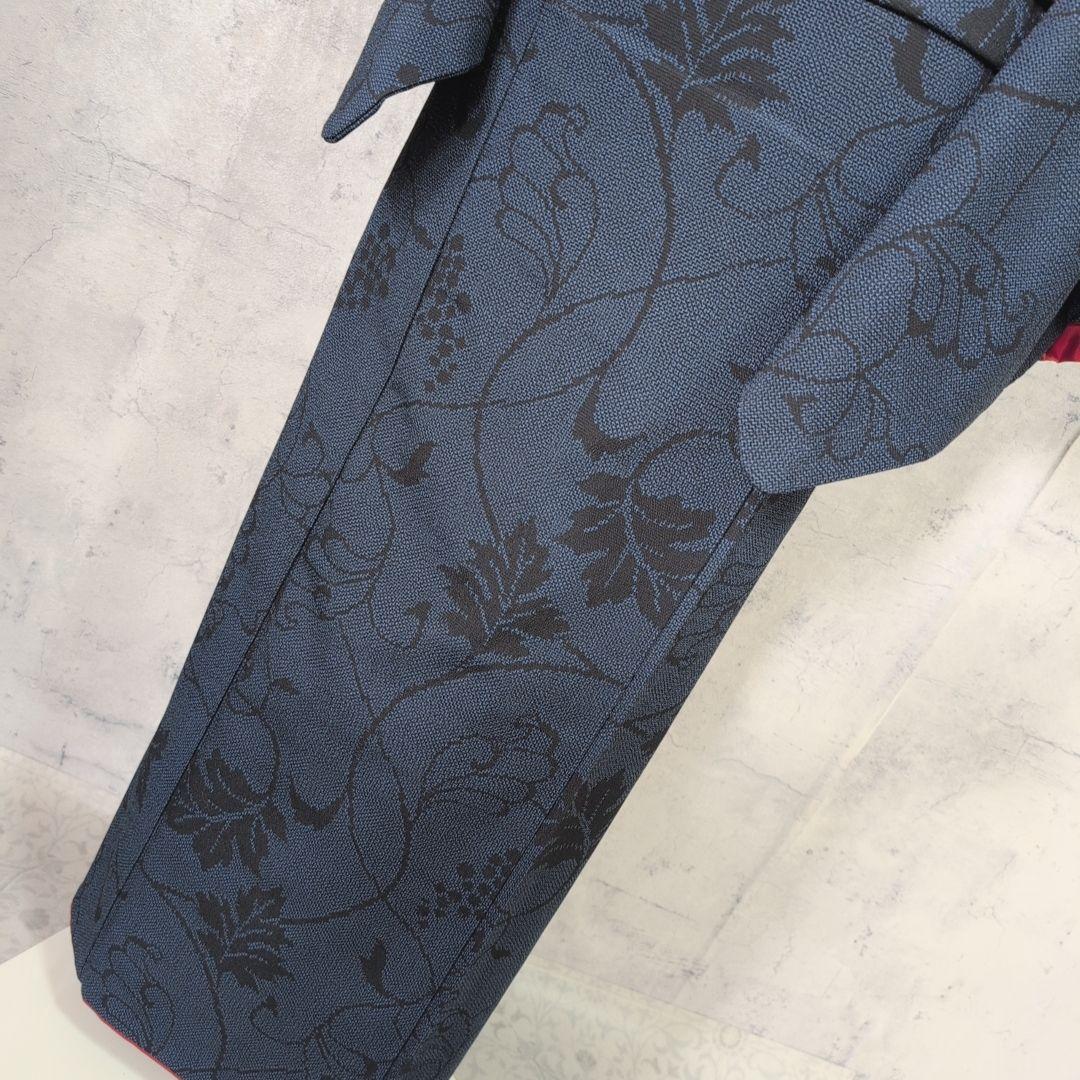 小紋　フルセット　着物　正絹　紺青　群青　ぶどう　蔦　おしゃれ　粋　F2