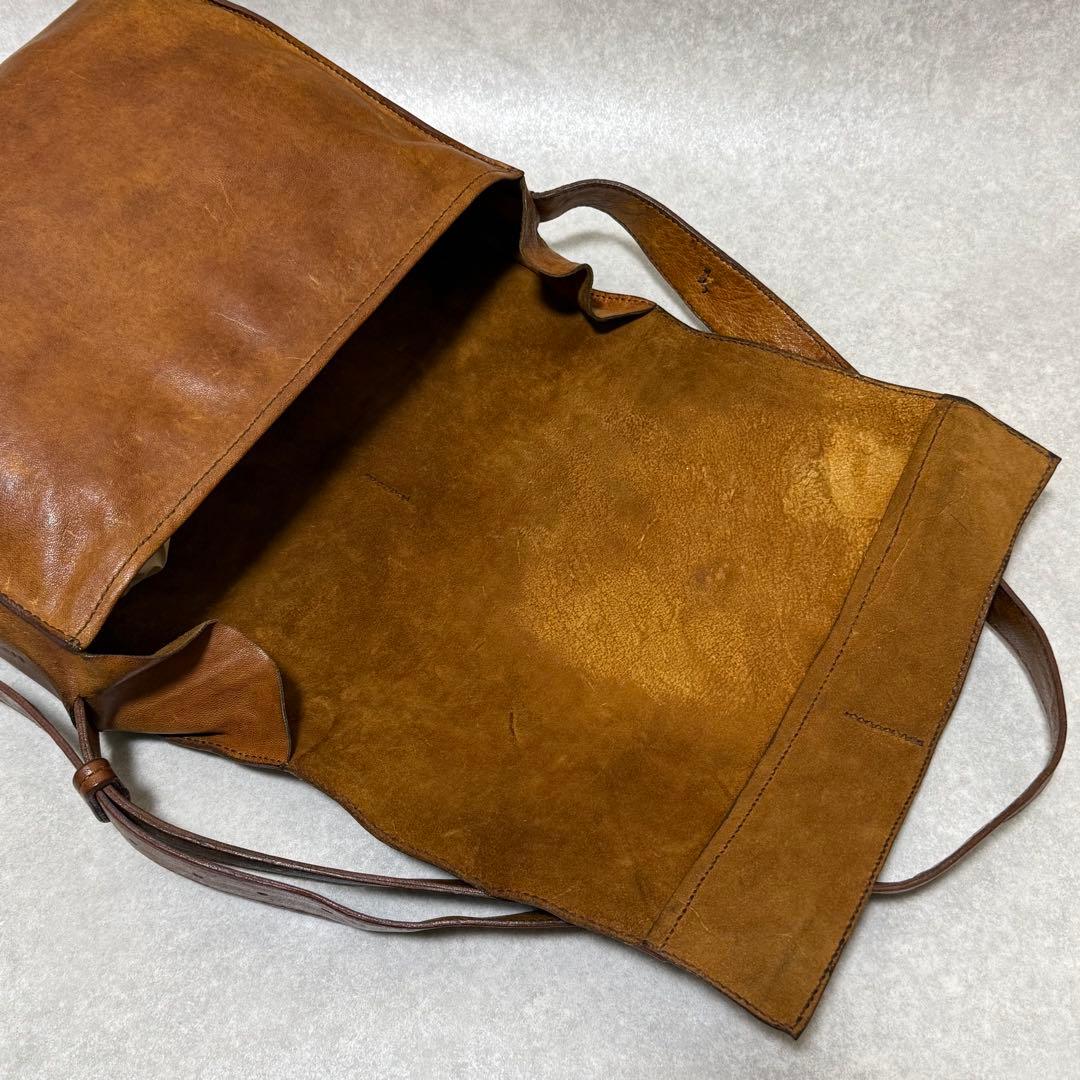 【超希少】HENRY CUIR メッセンジャー　ショルダーバッグ　ラクダ革　刺繍