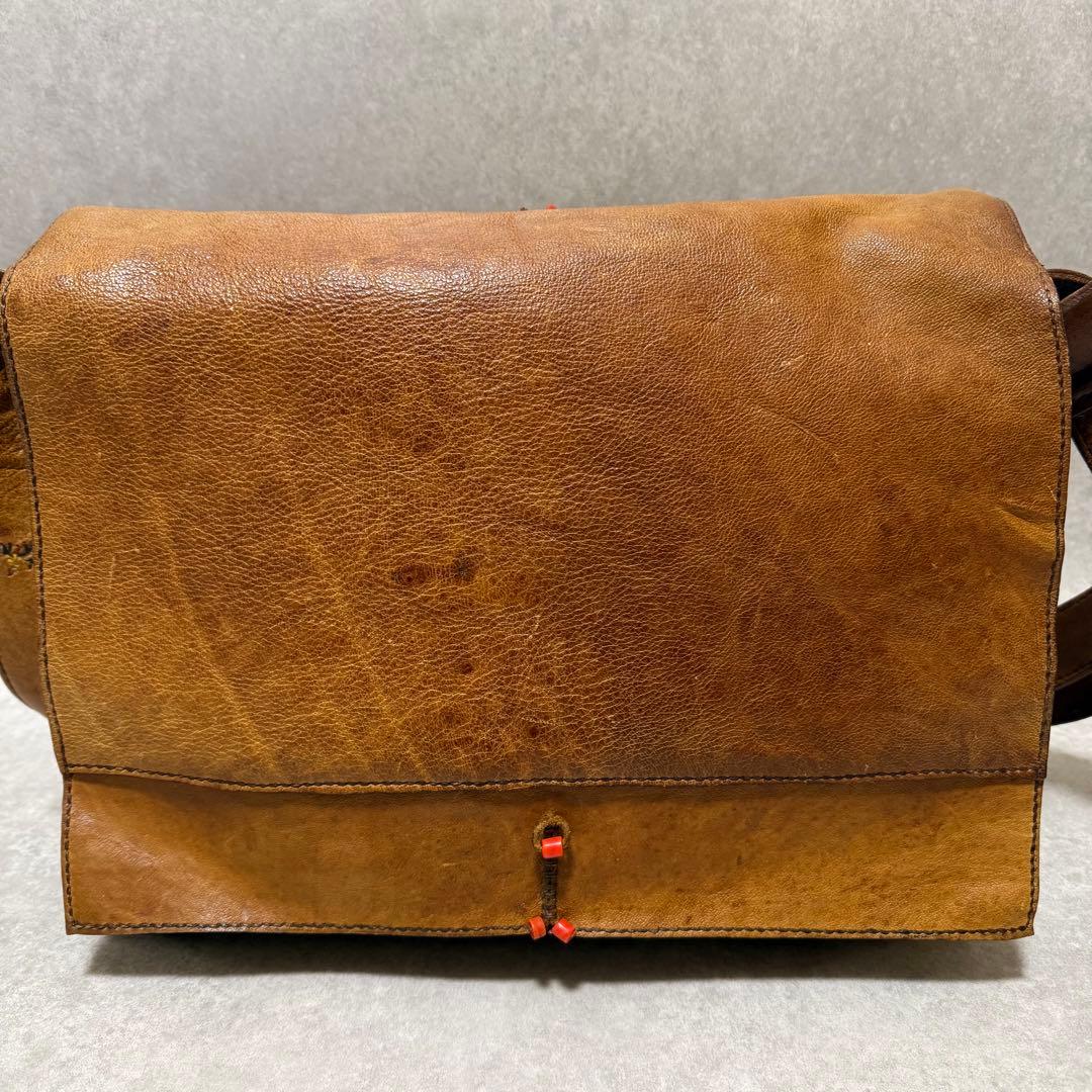 【超希少】HENRY CUIR メッセンジャー　ショルダーバッグ　ラクダ革　刺繍