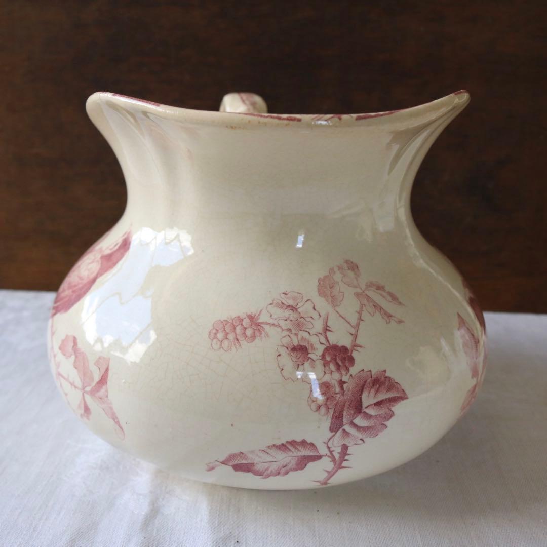 水差し　ピッチャー　ソープディッシュ　セット　小鳥　フランス　アンティーク　赤