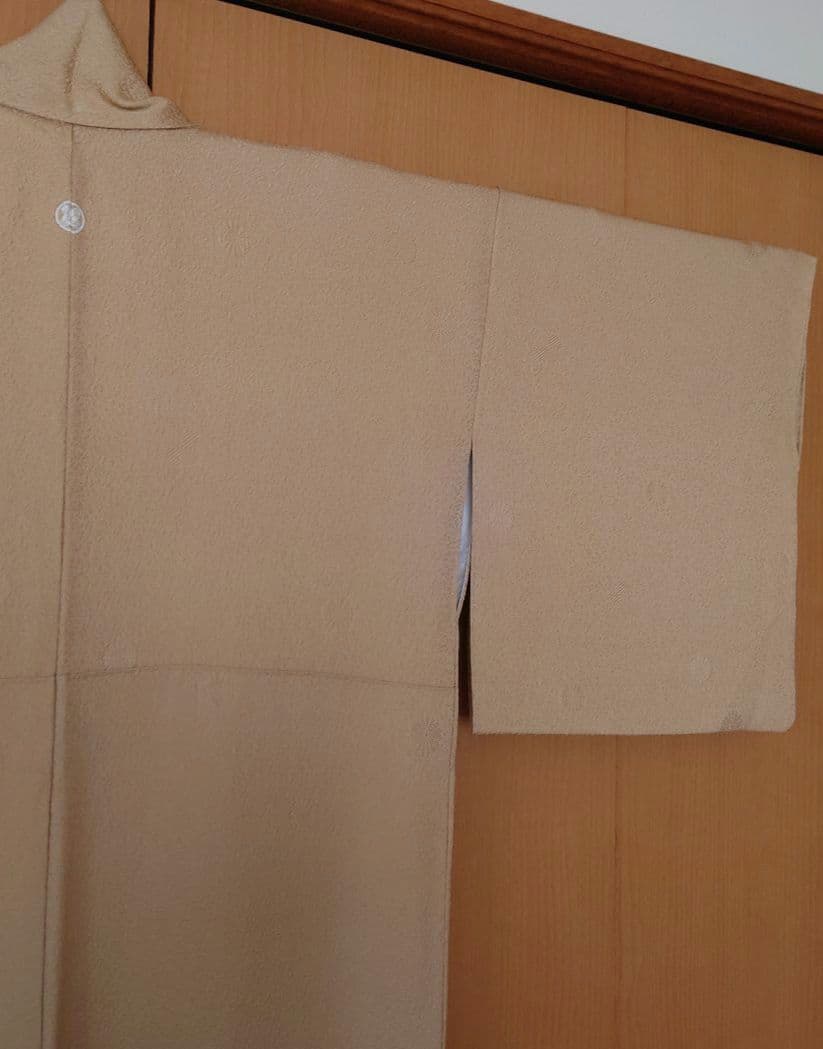 アン☆【極美品】色無地フルセット　正絹　袷　一つ紋　地紋　唐織六通袋帯