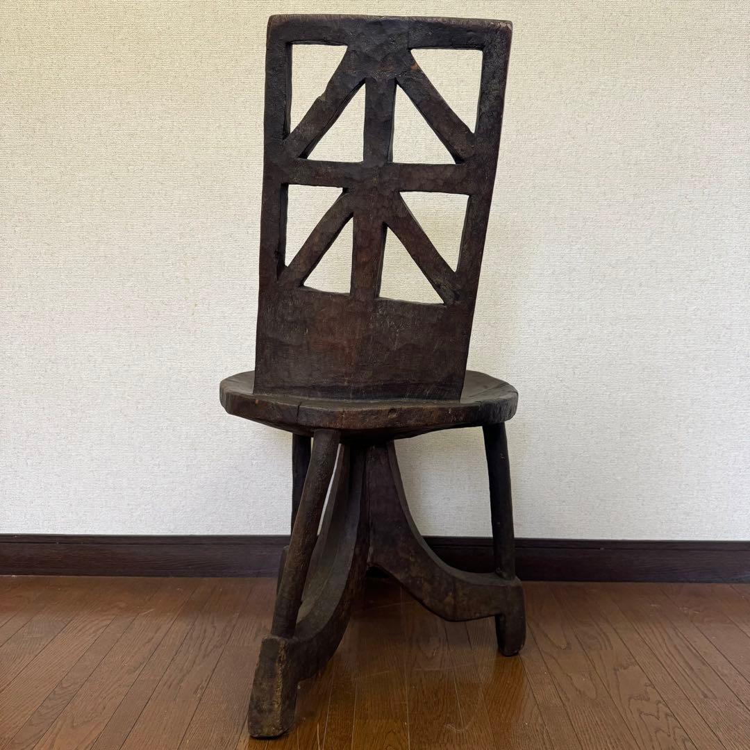 エチオピア ワレガ 椅子 チェアー アフリカ 古道具 ビンテージ 民芸 骨董