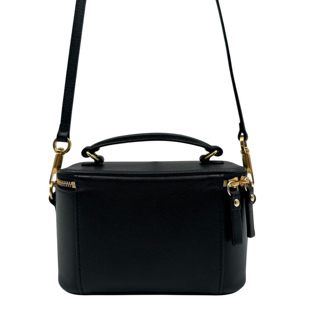 【極上】VALENTINO バニティバッグ 2way Vロゴ レザー レディース