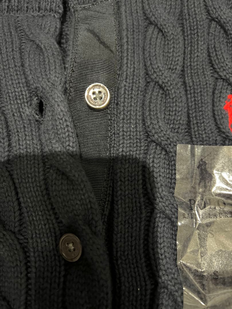 セールPOLOポロラルフローレンケーブル カーディガンニットセーターネイビー