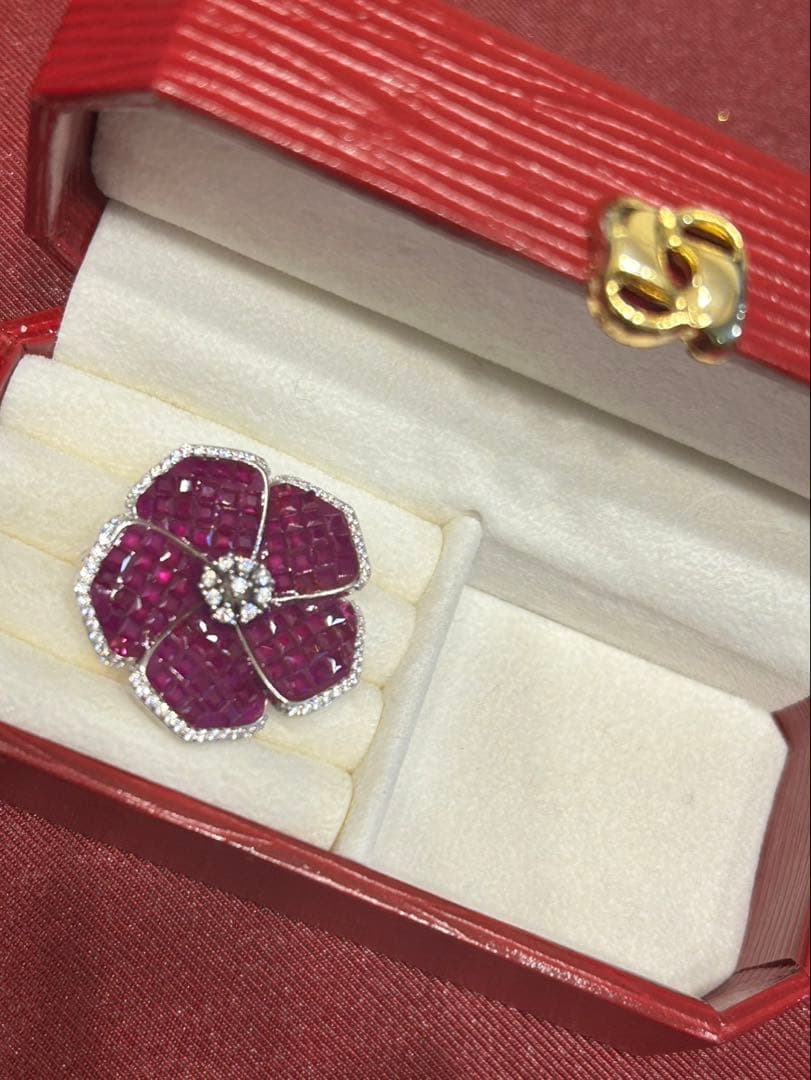 ✨ジュエリーRAmuu❣️ミステリーセッティングルビーブローチ