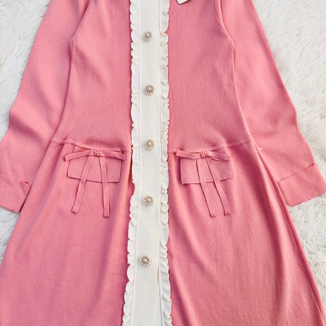 新品 22AW スーパービューティー Aライン ワンピース カーディガン パール