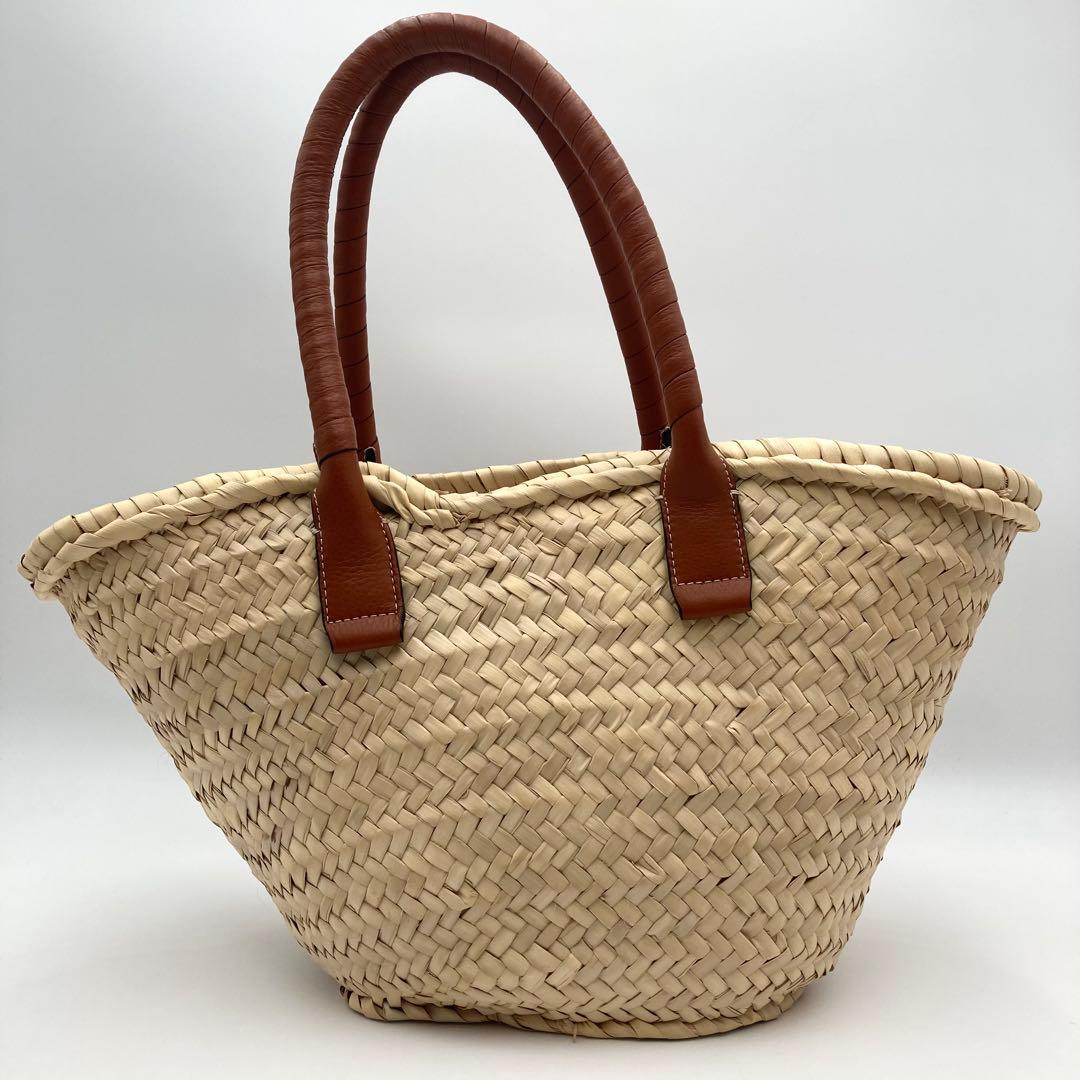 camcam✨Chloe マーシー かごバッグ トート ラフィア 本革 茶