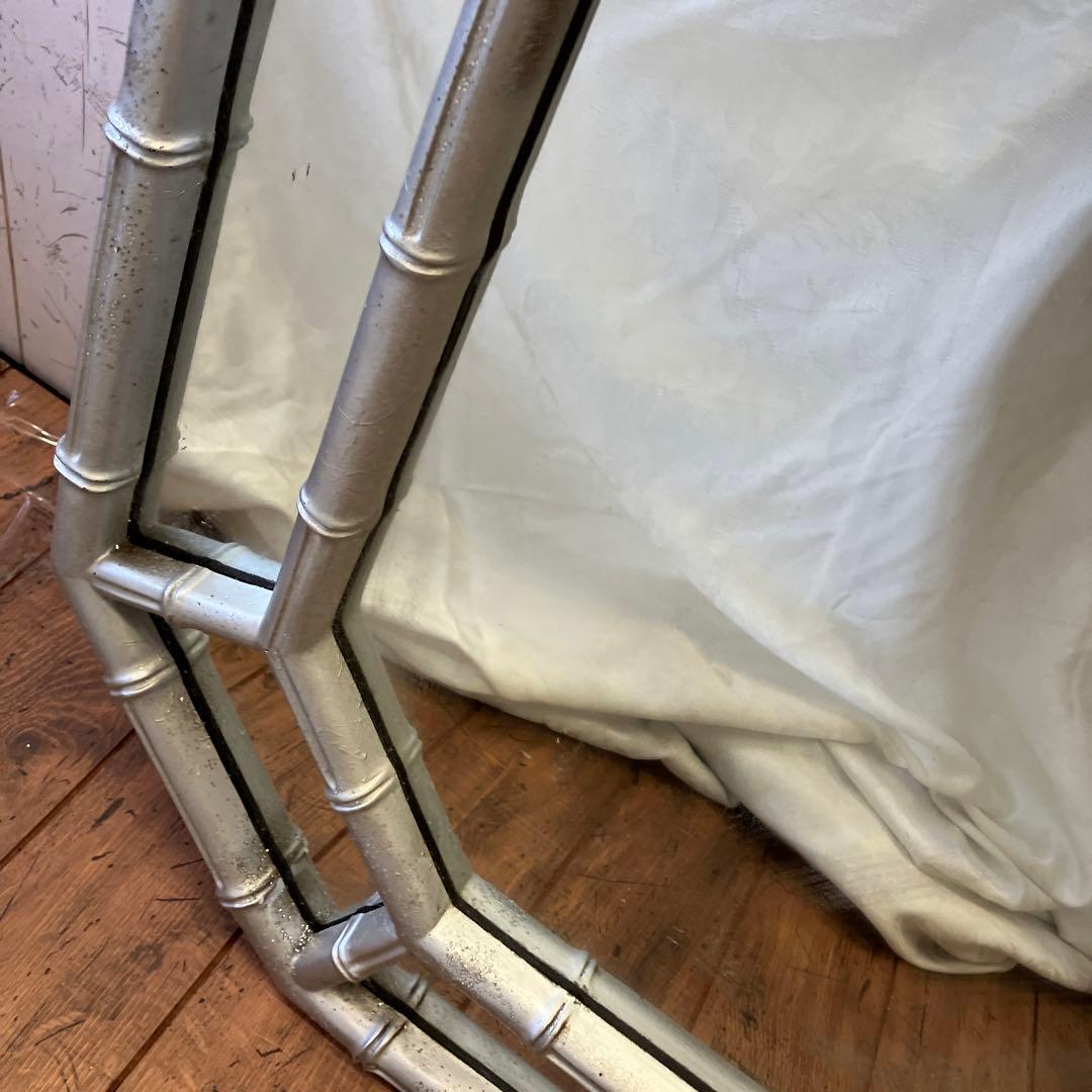 アンティーク 8角形 ラメ 装飾 9面 壁掛け鏡 ウォールミラー 姿見