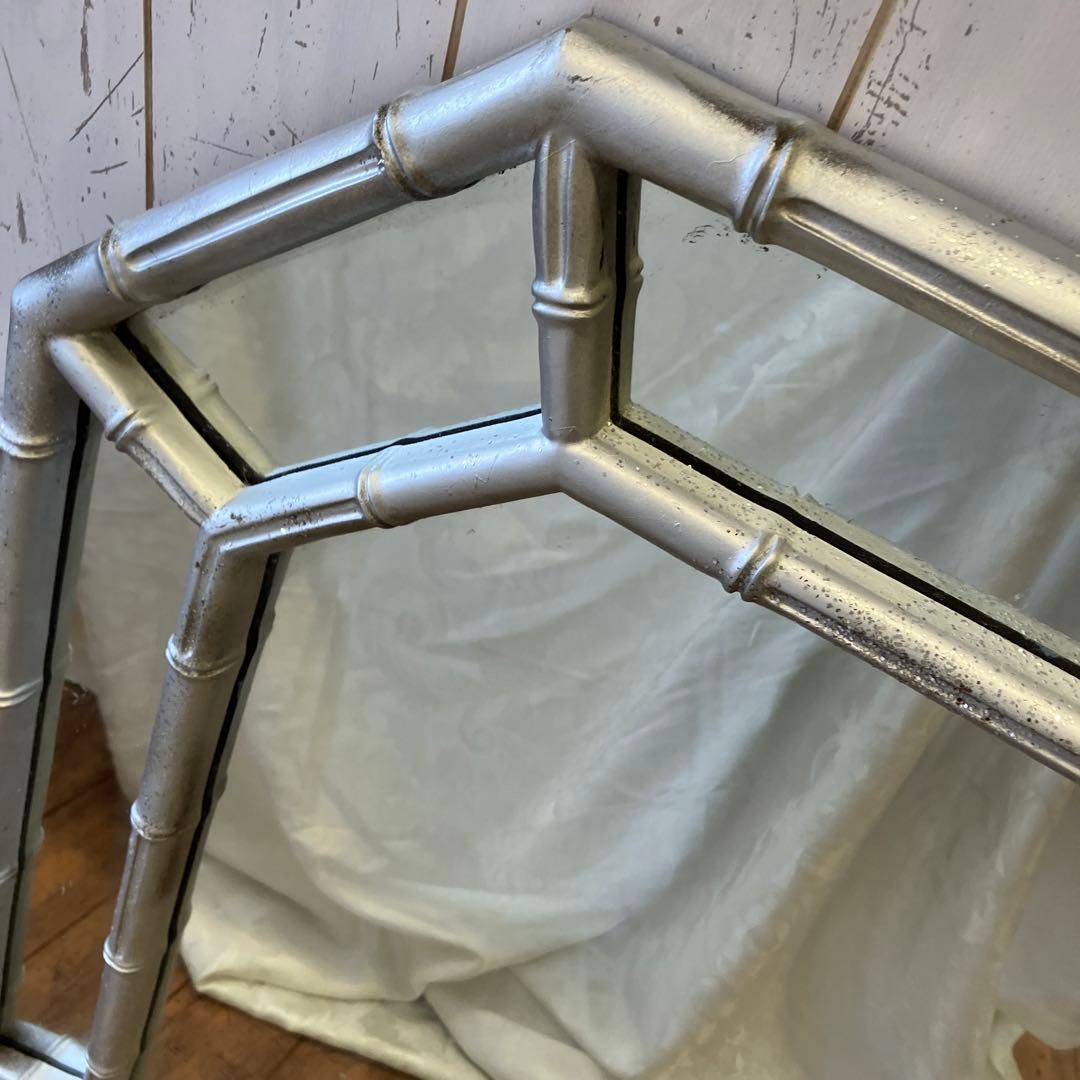 アンティーク 8角形 ラメ 装飾 9面 壁掛け鏡 ウォールミラー 姿見