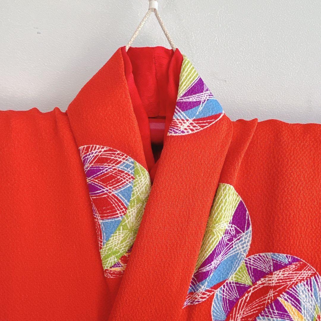 フルセット　七五三　7歳女の子　絹　朱色　毬　52395