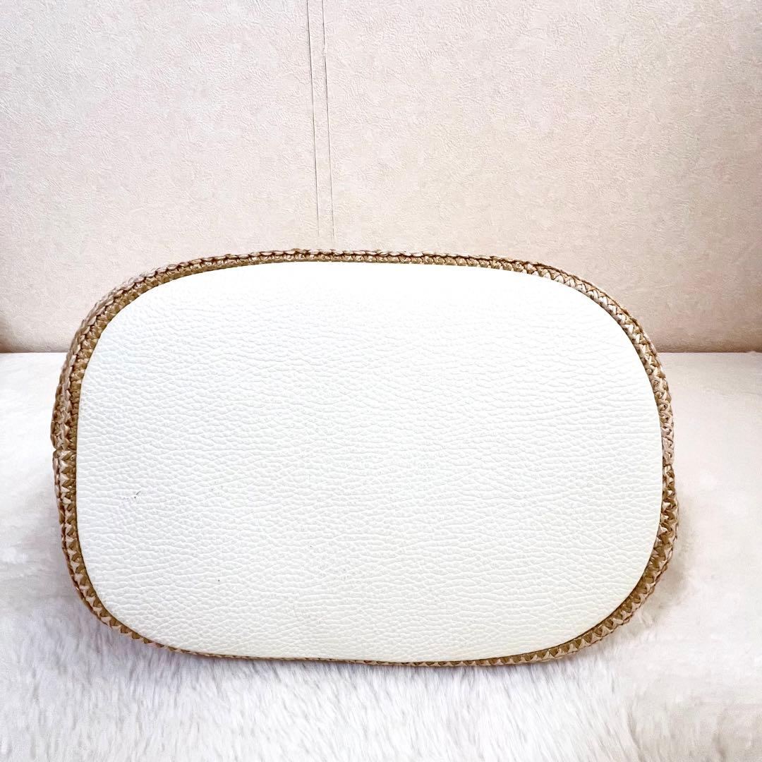 美品✨ロリステッラ かごバッグ 2WAY ショルダーバッグ ハンドバッグ 白