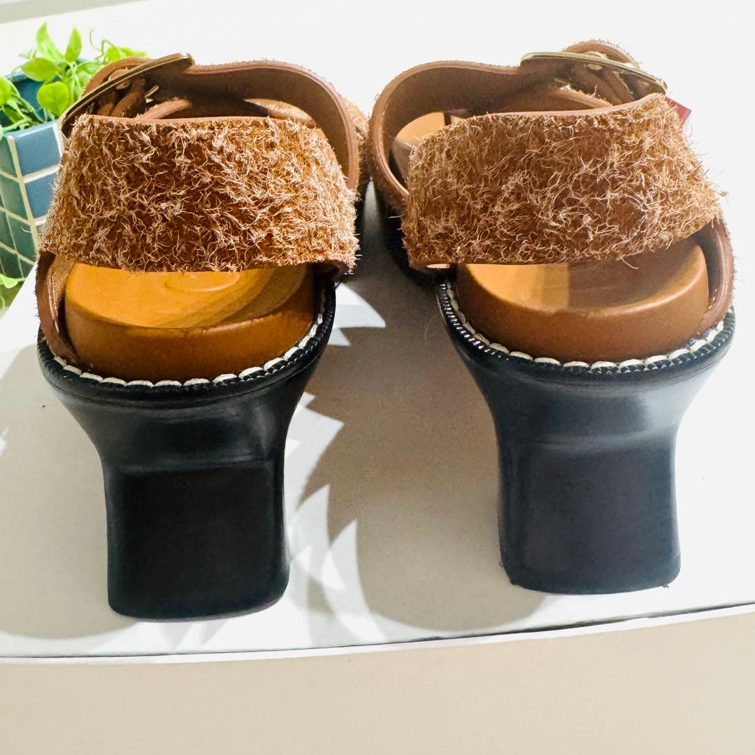 LOEWE ロエベ イーズ　スエードレザー　ヒールサンダル　ブラウン