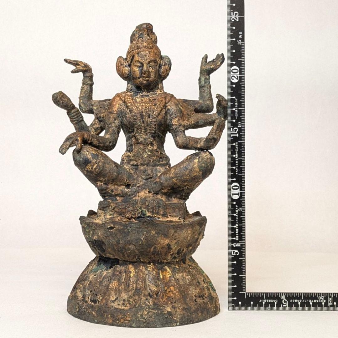 【フォロー割・匿名配送】 座像　総高さ約25㎝　一面六臂　神像　仏像　坐像