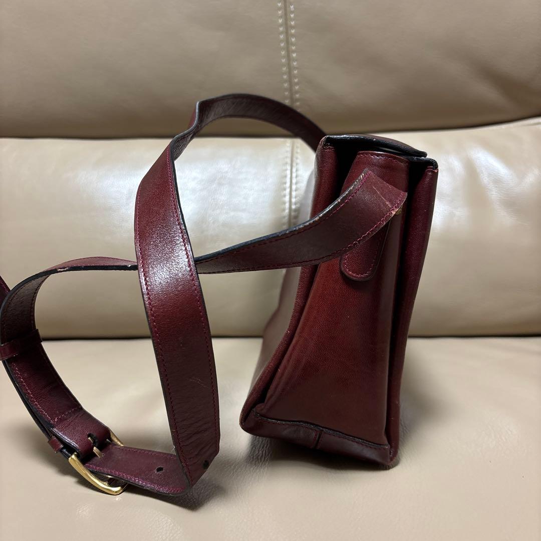 CELINE トリオンフ ヴィンテージショルダーバッグ ボックス レザーボルドー