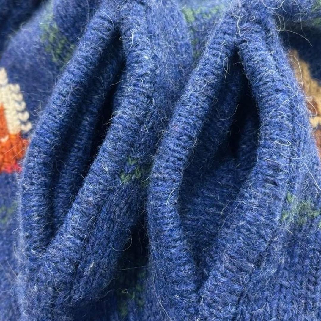 エルエルビーン 鳥柄ハーフジップショールカラーウールニット セーター 90s