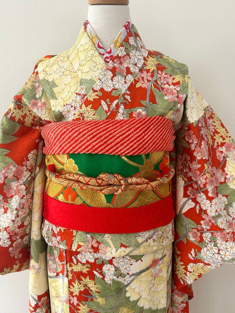 7歳　七五三　正絹着物　手描き　帯　帯揚げ　帯締め　しごきセット