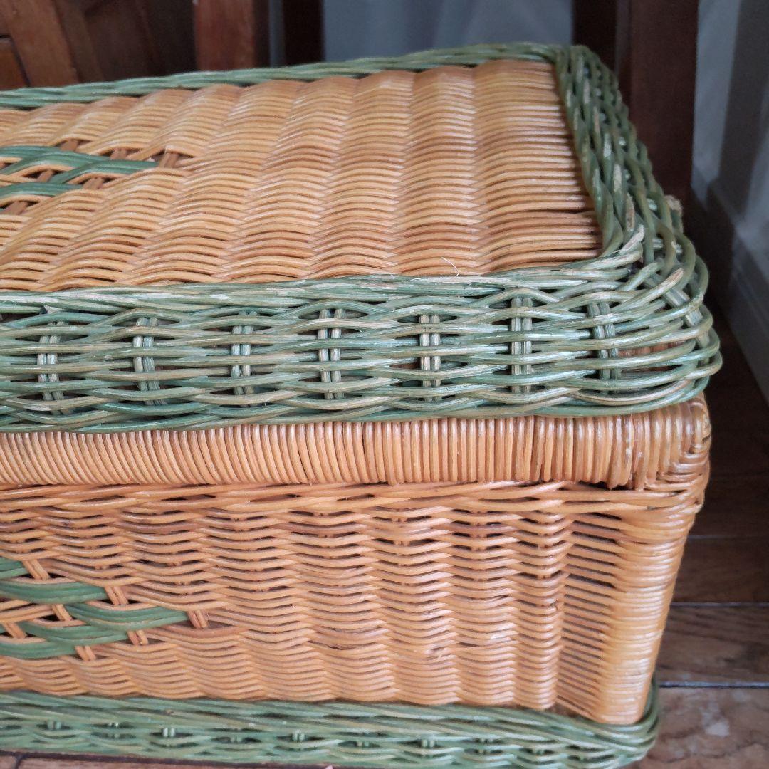 【ラタンの収納ボックス】籐家具 昭和レトロ 北欧 ヴィンテージ アンティーク