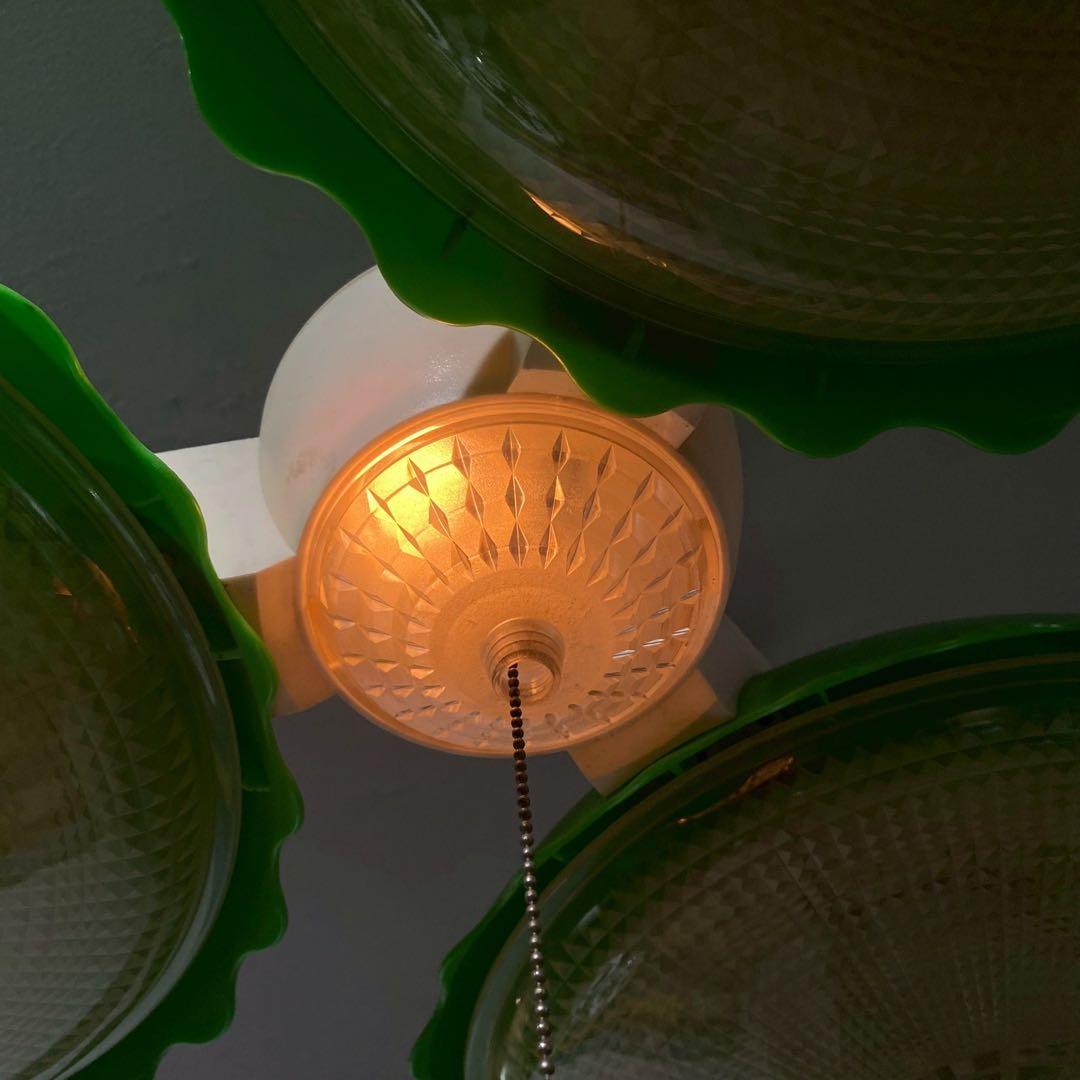 緑 グリーン 3灯 天井照明 昭和レトロ 当時物 レトロポップ インテリア