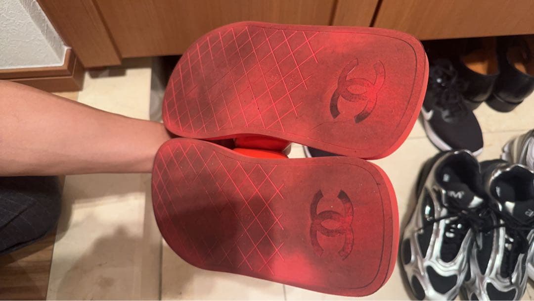 CHANEL ビーチサンダル レッド・ピンク