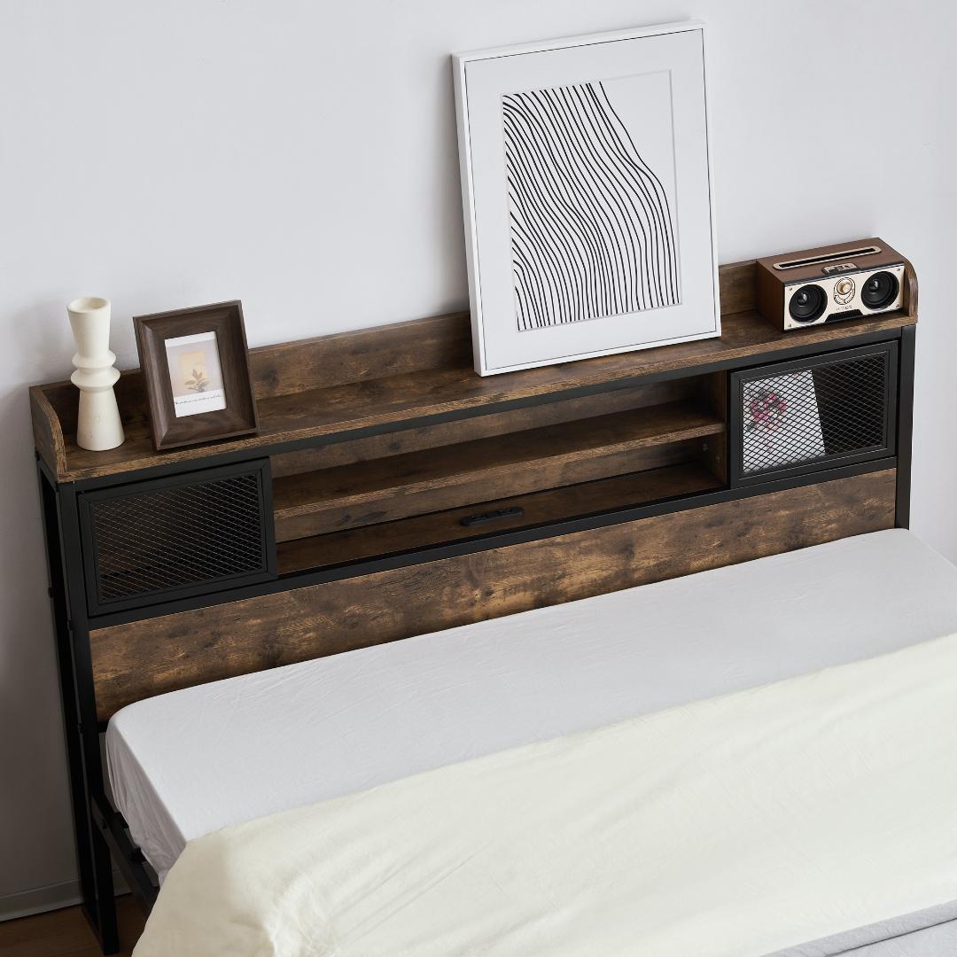 在庫一掃！D・ダブル　高級ベッドフレーム・コンセント付き（赤字価格）