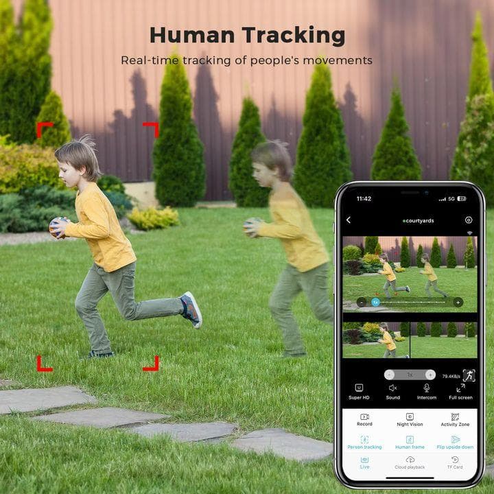 2000万画素 防犯カメラ 10xズーム WiFiカメラ 人物検知 スマホ通知