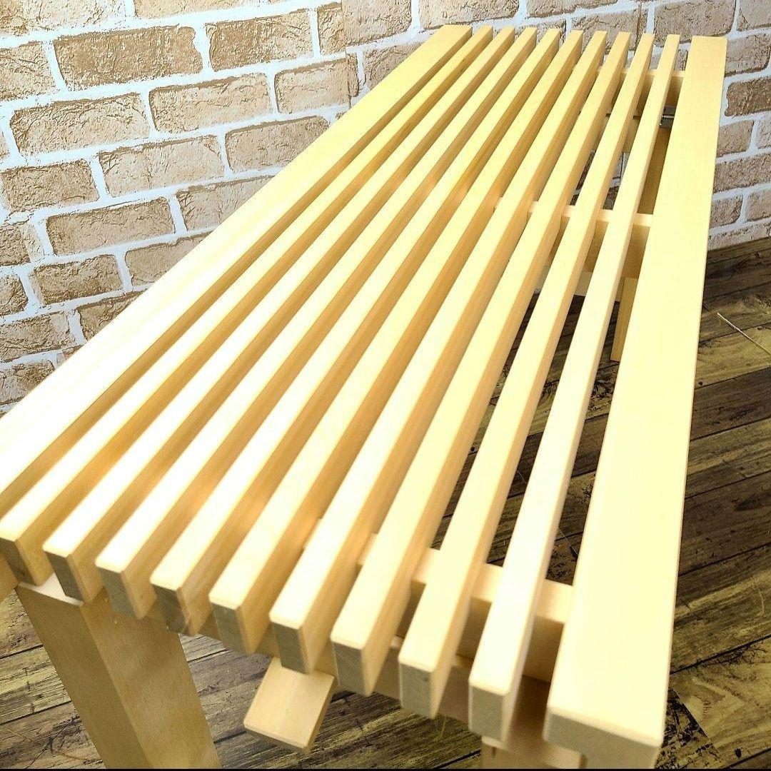 No14164【白木】木製 縁台、えんだい、腰掛け、ベンチ【脚折りたたみ式】