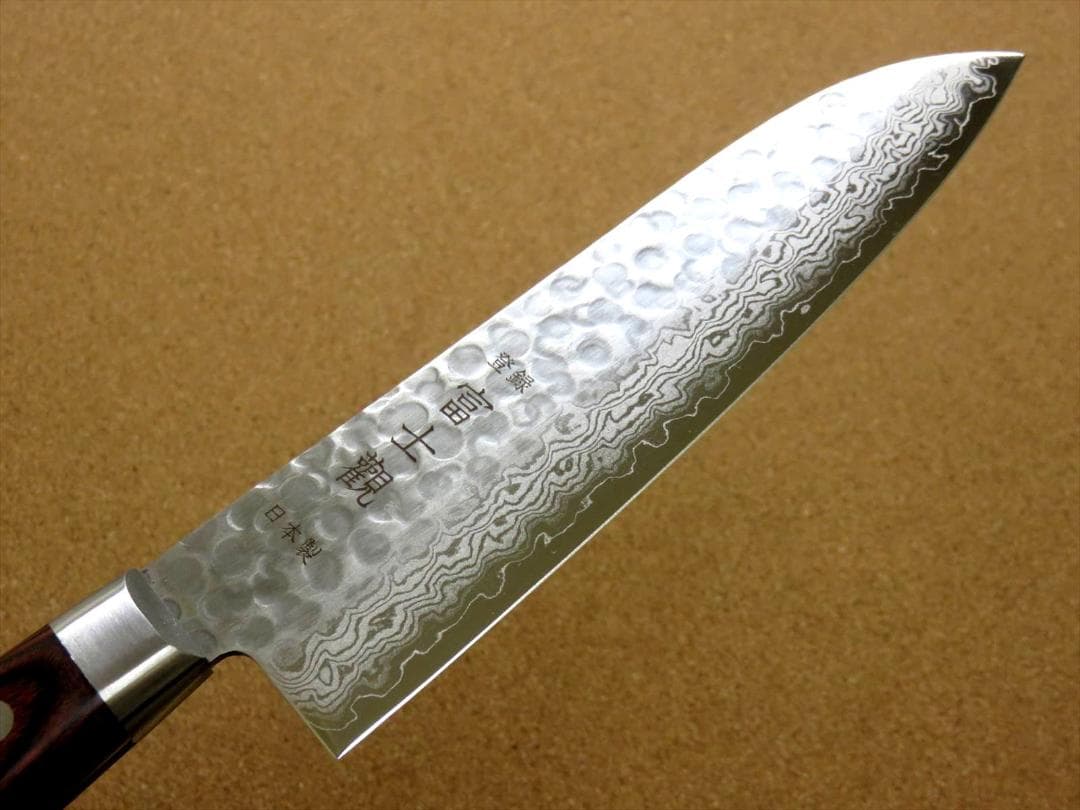 関の刃物 三徳包丁 185mm 鎚目鍛造 VG-10 ダマスカス 両刃 万能包丁