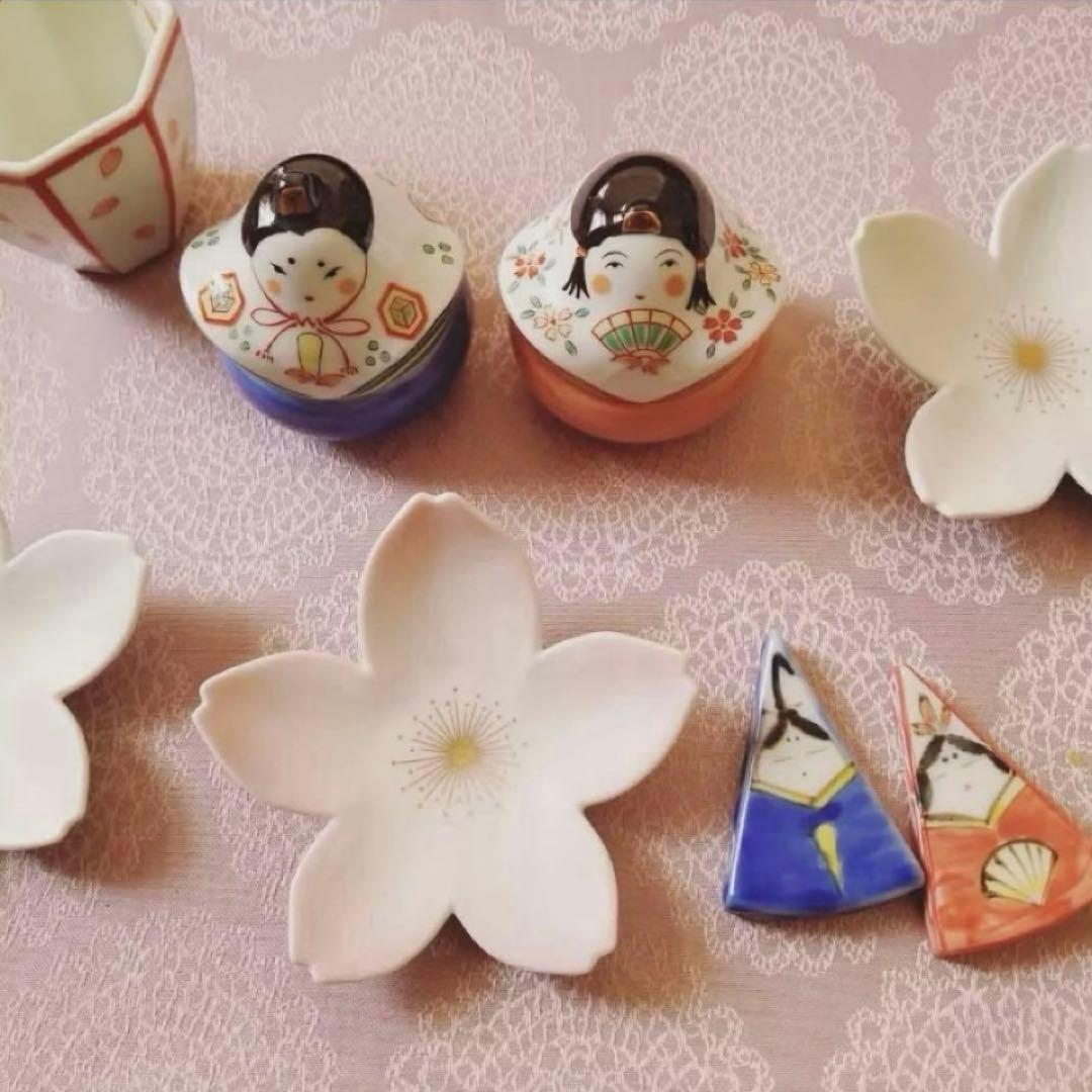 【☆特別価格☆】【新品】【大人気】有田焼幸楽窯　雛人形&ぼんぼり珍味入4点セット