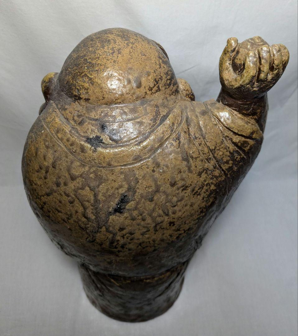 備前焼 布袋尊像 布袋様 七福神 置物 縁起物 伏香炉 インテリア 工芸品 陶像