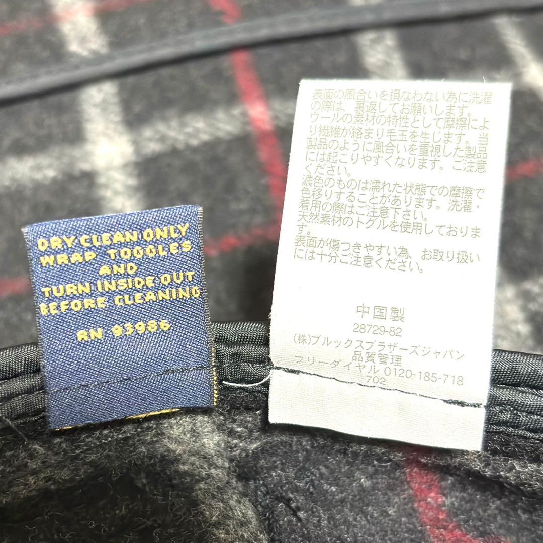 【極美品】ブルックスブラザーズ　ダッフルコート　チェック　フード　ウール