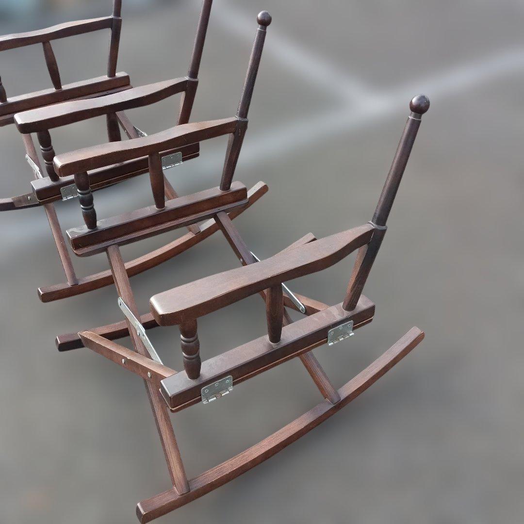 1*2様 5180）飛騨家具のロッキングチェア　折り畳み式　２脚　難有品