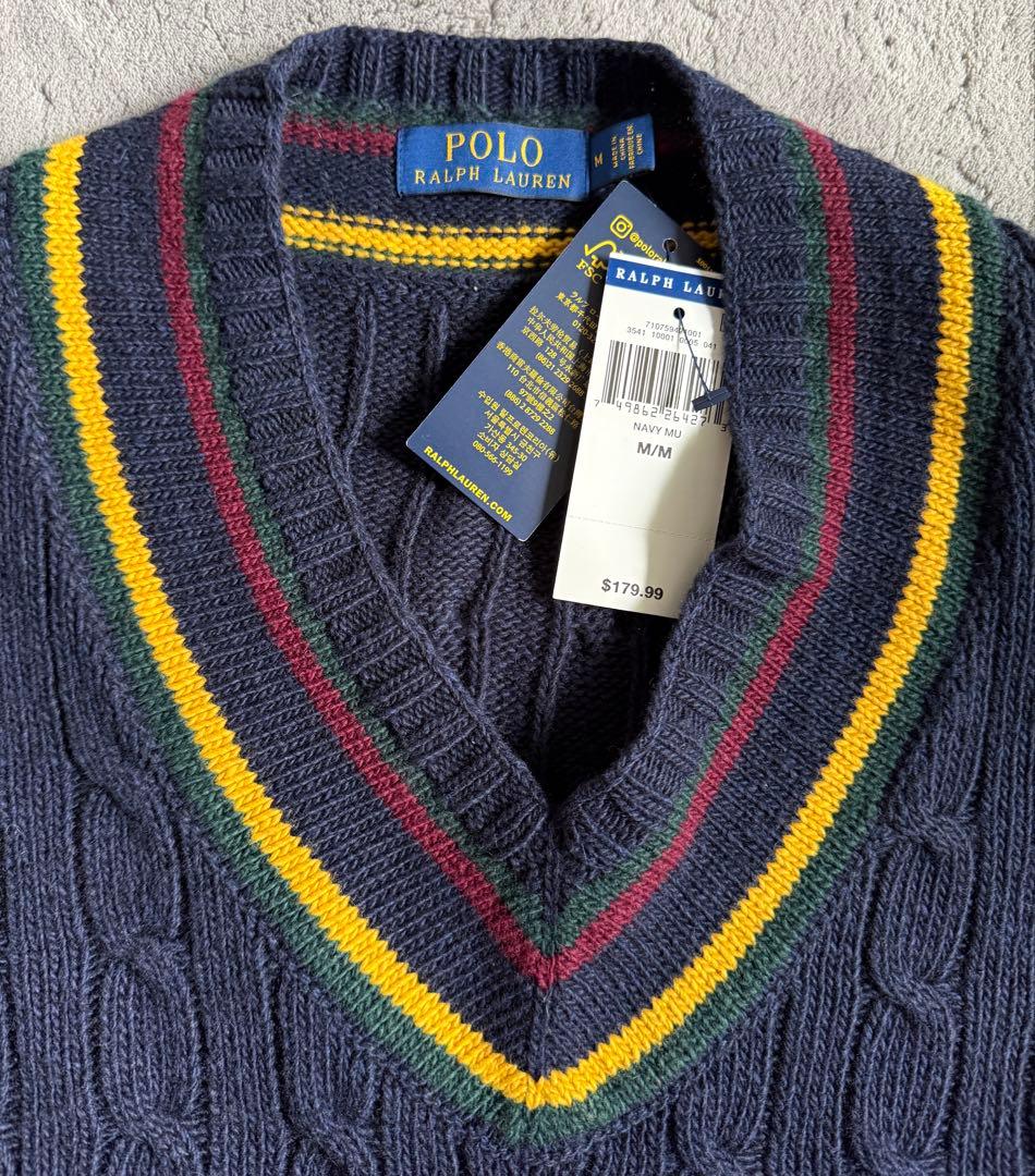 未使用　ラルフローレン　チルデンニット M ネイビー　紺色
