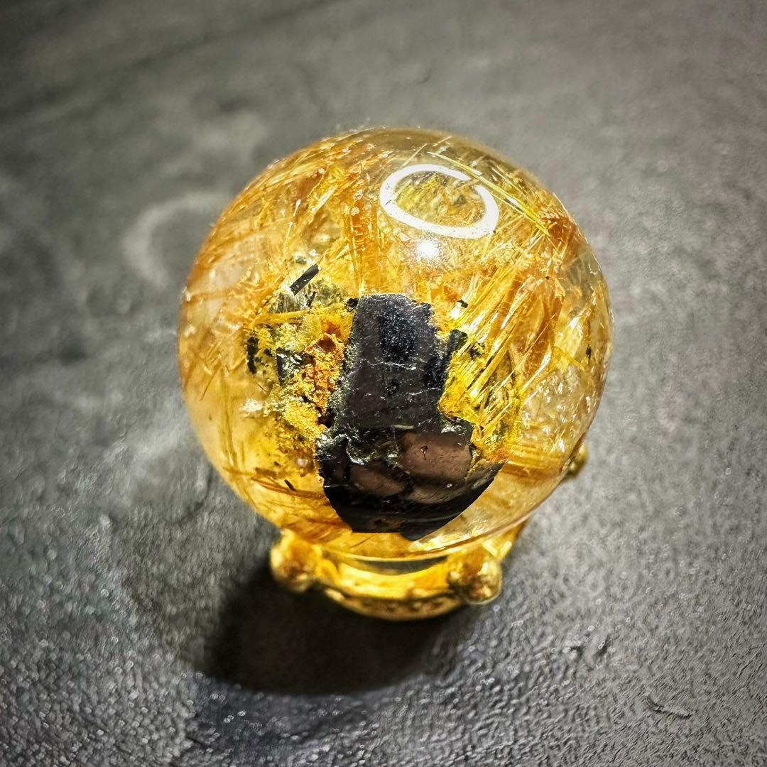 【財運・金運・事業運up❗️】レインボー☆タイチンルチル 丸玉 スフィアA1037