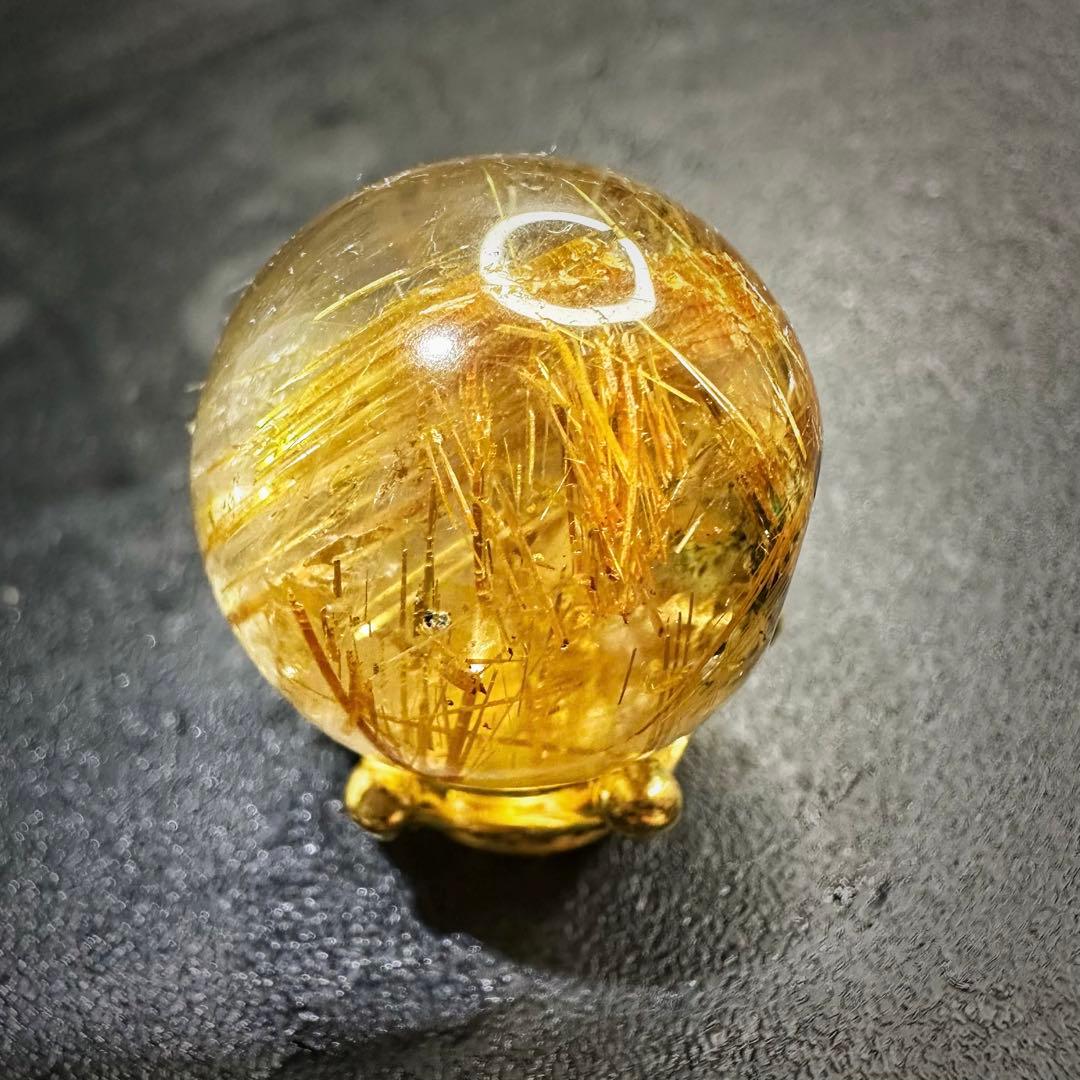 【財運・金運・事業運up❗️】レインボー☆タイチンルチル 丸玉 スフィアA1037