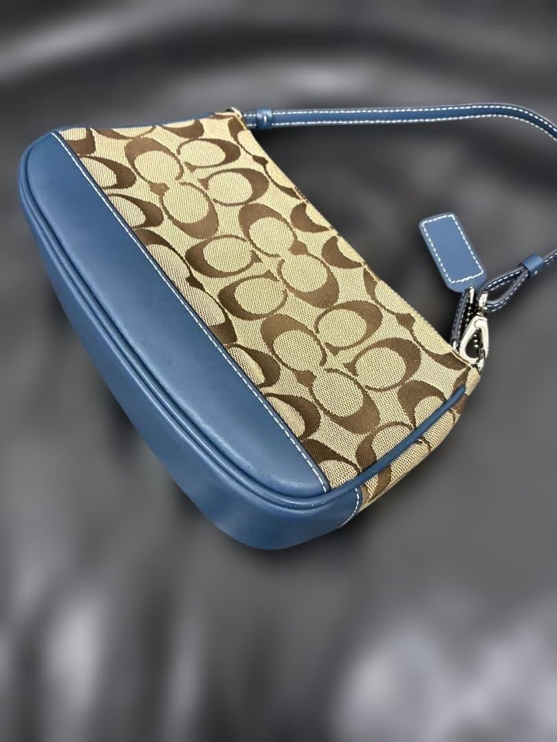 【希少カラー】coach ショルダーバッグ アクセサリーポーチ 青 ブルー