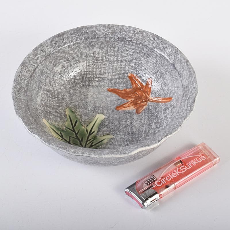 北大路魯山人作　布目紅葉小鉢　五客　共布　黒田陶々庵極め箱　F　R8458B