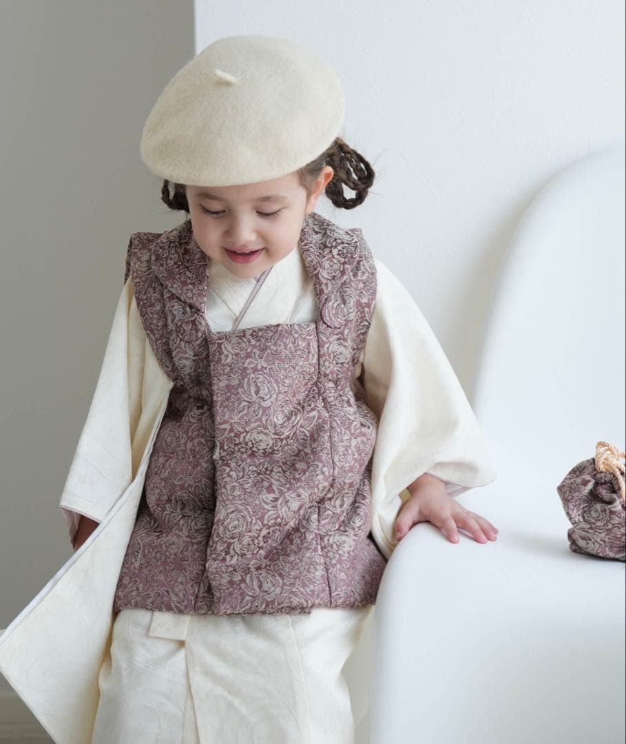 七五三　3歳　被布コート　セット 女の子 utatane 正月　お正月　初詣