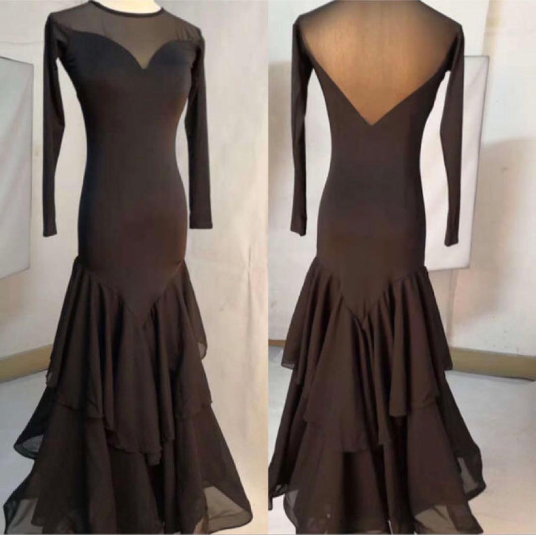 社交ダンス衣装 モダンドレス ロングワンピース モダン クリスアンクローバー生地