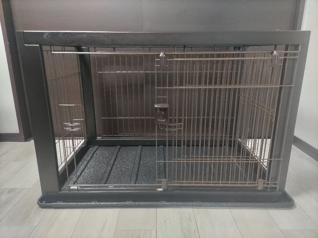 リッチェル 木製スライドペットサークル レギュラー＆仕切り ダークブラウン