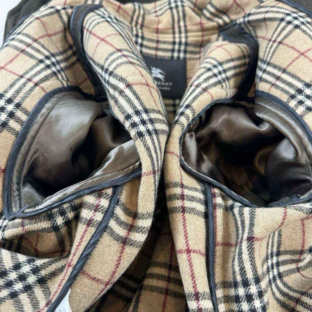希少✨バーバリーブラックレーベル ダッフルコート ノバチェック ブラウン レザー