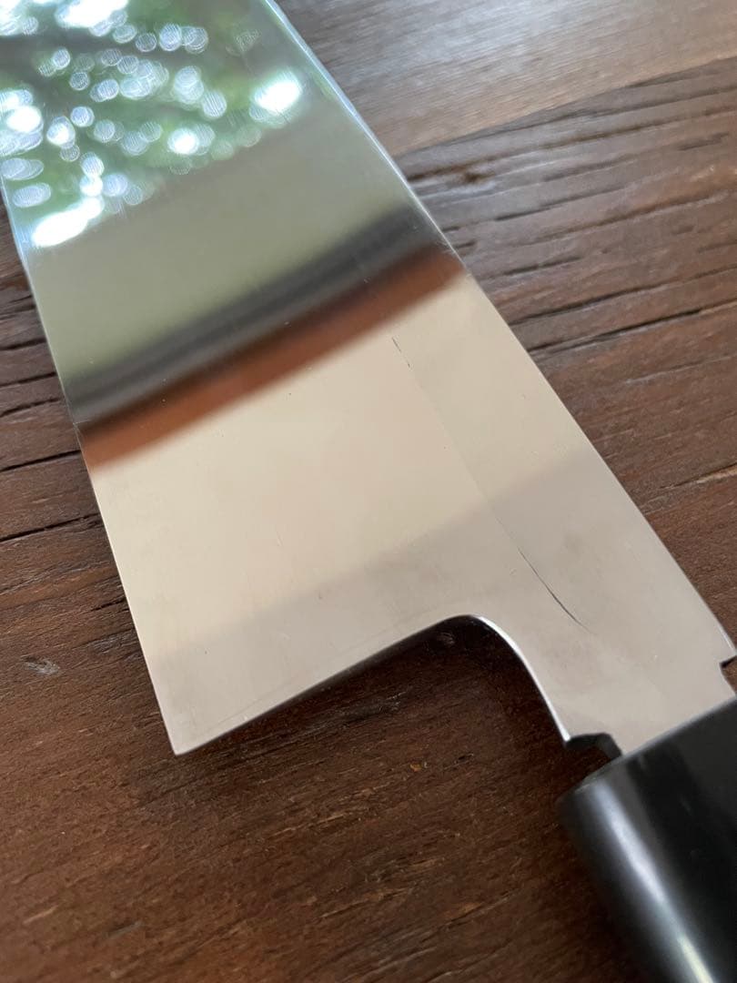 沖芝吉貞作 吉貞造 鎌型薄刃包丁 八寸 霞 白鋼