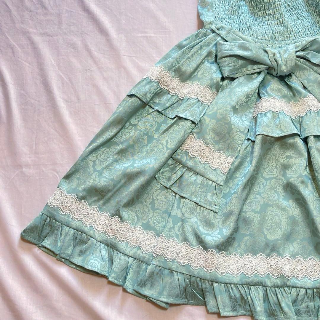 axes femme kawaii ロマンスローズジャンスカ　グリーン　M