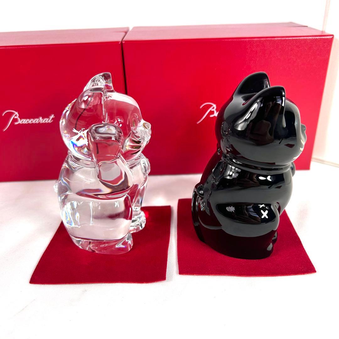 【箱付き】Baccarat バカラ 招き猫 クリア ブルー ペア Sサイズ