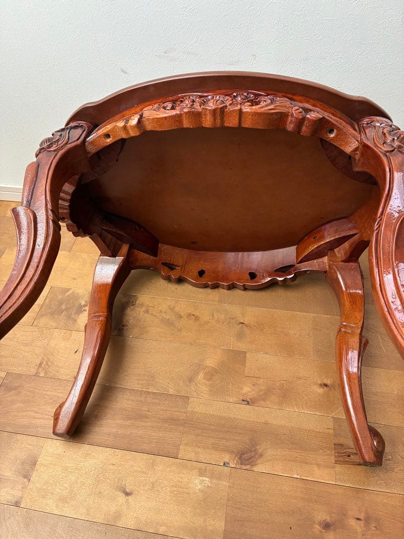 希少品　アンティーク　ロココ調様式　象嵌　イタリア製　テーブル